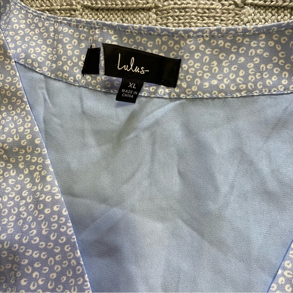 NWOT Lulus Castana Light Blue Print Button-Up Dress - Picture 8 of 11